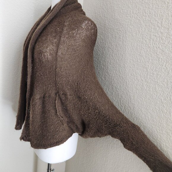 Wooden Ships Open Cardigan Shrug Sweater Women’s Size S/M Wool Mohair Brown - Picture 2 of 12